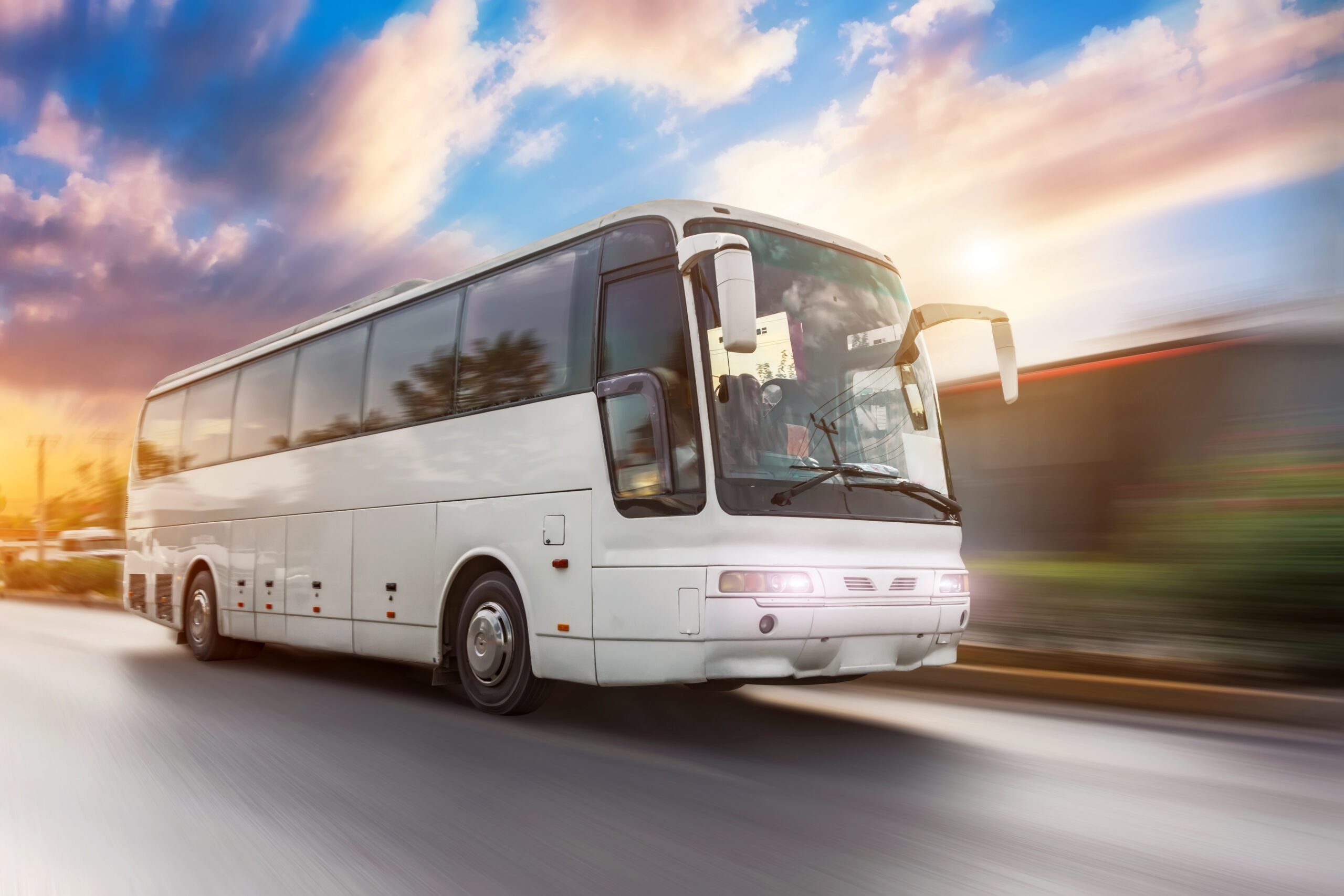 bus going down highway